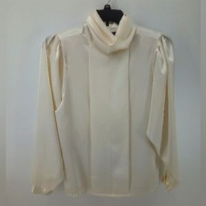 Vintage Kelly Harper Made in Korea Shiny Cream Stranger Things Style Blouse 10